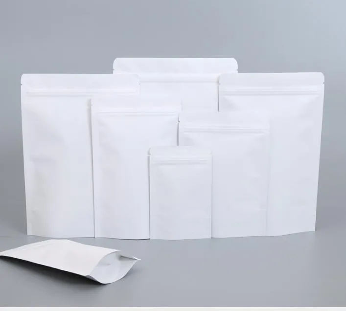 2021 Различные размеры Матовый белый zip упаковывает травяные сумки свадебные подарки алюминиевая фольга милар упаковочный пакет с слезкой