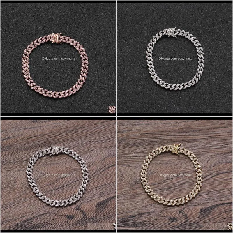 women`s foot hip hop 8mm 9inch 10inch cuban chain copper zircon