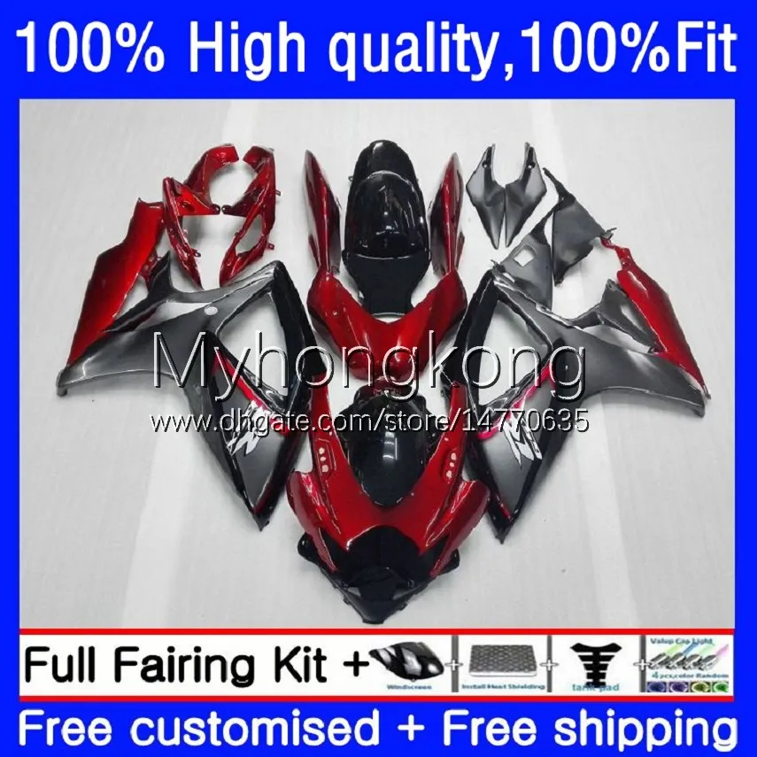 Injection Mold Fairings For SUZUKI GSXR600 GSXR-750 750CC GSX-R750 K6 06-07 21No.7 GSXR 600 750 CC 600CC GSX-R600 06 07 GSXR-600 GSXR750 2006 2007 Red grey OEM Bodys