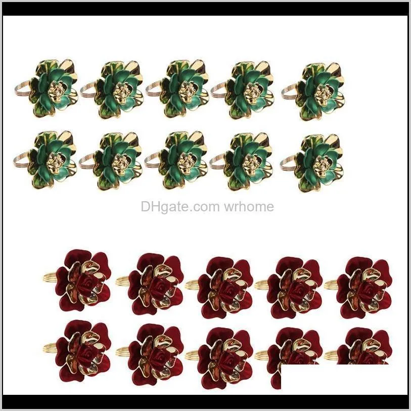 10Pcs/Lot Two-Color Floral Napkin Ring Fine Button Wedding Table Decoration Rings
