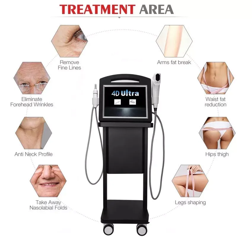 4D Hifu 60000 Shots 11 Lines 6 Cartridges Anti Wrinkle Face Lift Skin Tightening Body Slimming Hifu 3D 4D Hifu beauty machine