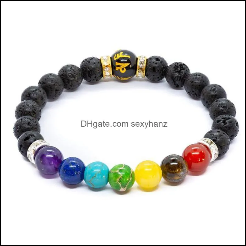 Beaded, Strands 7 Chakra Bracelet With Meaning Cardfor Men Women Natural Crystal Healing Anxiety Jewellery Mandala Yoga Meditation