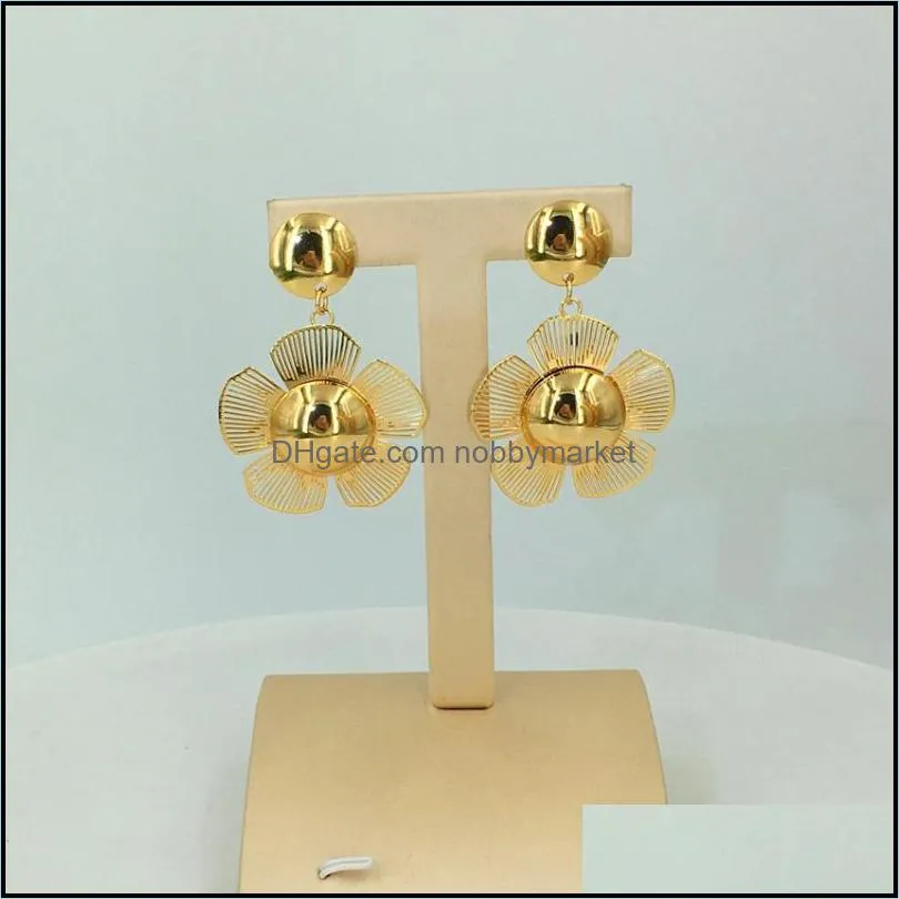 Earrings & Necklace Mejewelry Fashion Dubai Goldplated Jewelry Set For Women Big Flower Sets Engagement Party FHK12174