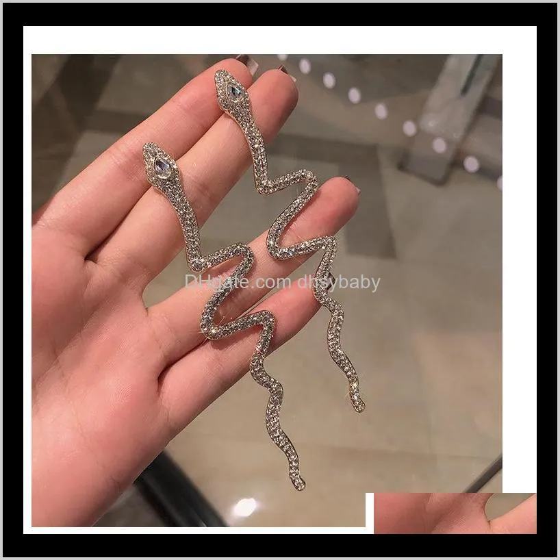 crystal drop earrings for women shiny snake shape rhinestone dangle earring weddings fashion gifts
