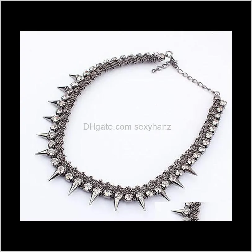 cheap jewelry high qultiy gothic punk style bib collars choker jewelry with rivet crystal rhinestone for women s93679