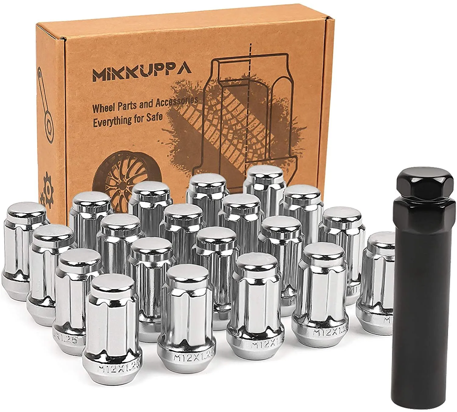 Mikkuppa M12x1.25 ل Infiniti / Altima / Maxima / Subaru ما بعد البيع عجلة 20 قطع الكروم مغلقة نهاية العروة المكسرات