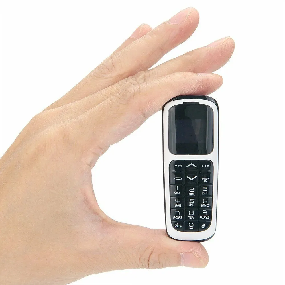 Desbloqueado Super Pequeno Quad Band Pocket Pocket Cell Telefone Sem Fio Mini Bluetooth Dialer 0.66 polegada Solteiro GSM Support Cartão SIM Dial Celular Gift Cellphone para crianças crianças