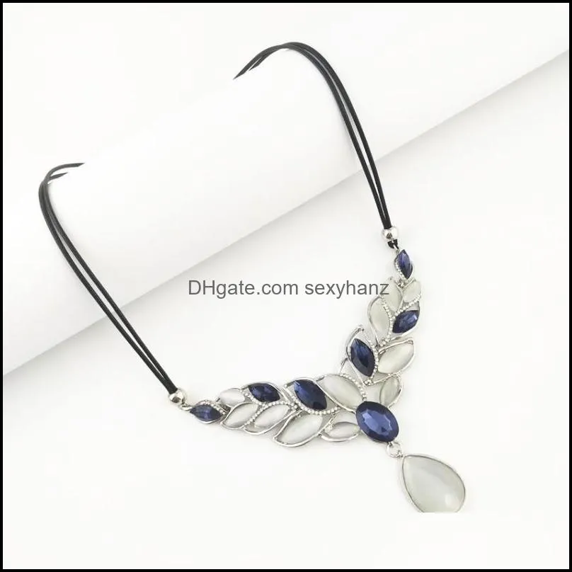 Chains Jewelry Korean Cat`s Eye Stone Pendant, Elegant And Simple, Double Leather Rope Necklace Can Be Wholesale