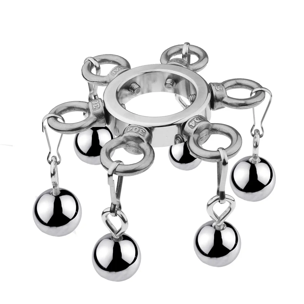 Penis Lock Cockrings Métal Scrotum Pendentif Ball Stretcher Acier Inoxydable Poids Cock Ring BDSM Bondage Gear Restraint Sex Toy pour Hommes