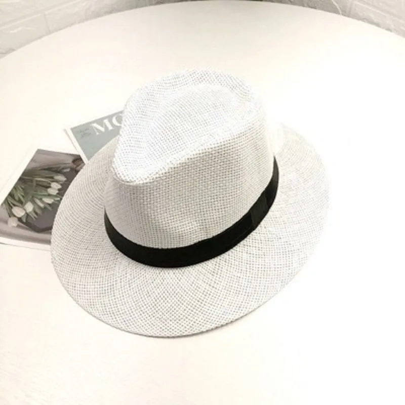 Chapeau melon d'été à grands bords pour hommes, chapeau de soleil, chapeau cool, chapeau de paille chiffré, 3QVQ0