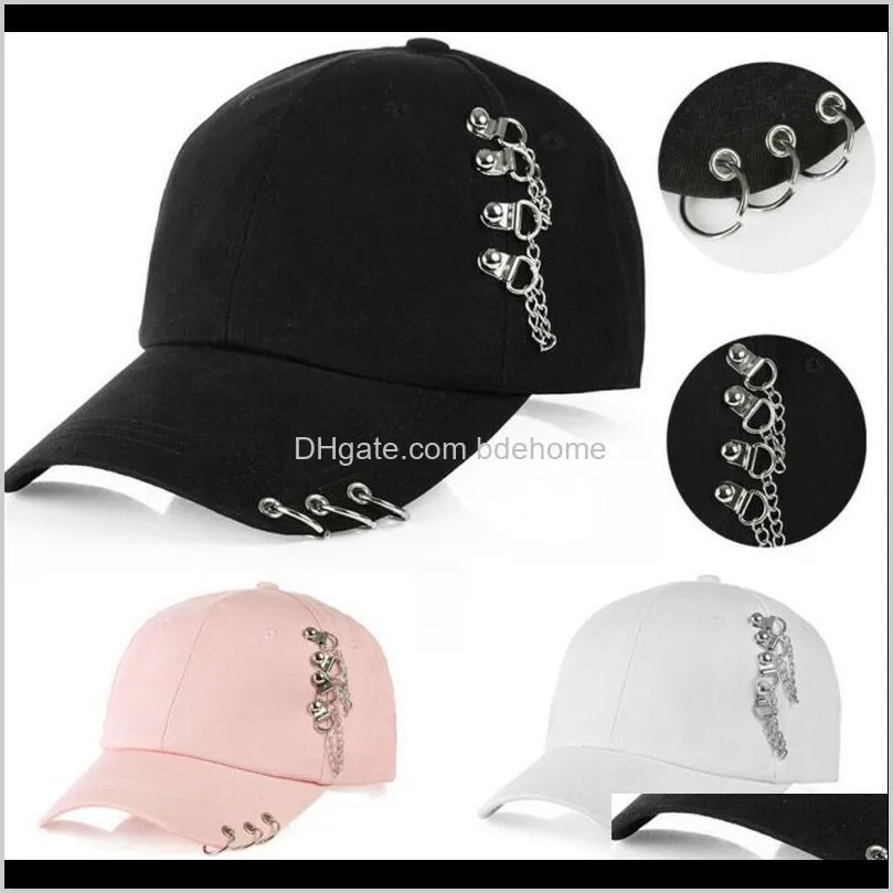 Ball Hats Caps Hats, Scarves & Gloves Fashion Aessories Drop Delivery Unisex Women Mens Baseballl Cap Solid Iron Rings Adjustable Strap Breat