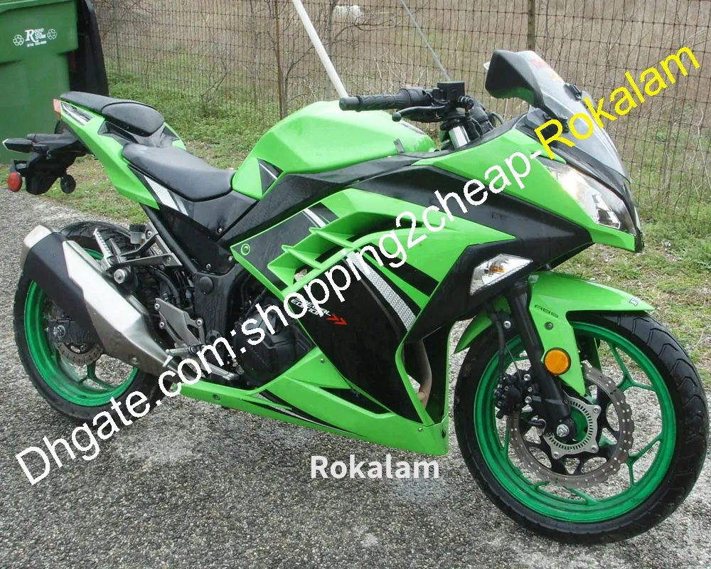 Kit carenatura Ninja EX300 ZX300 per Kawasaki EX300R EX ZX 300 Set carenatura moto verde nero 2013 2014 2015 2016 (stampaggio ad iniezione)