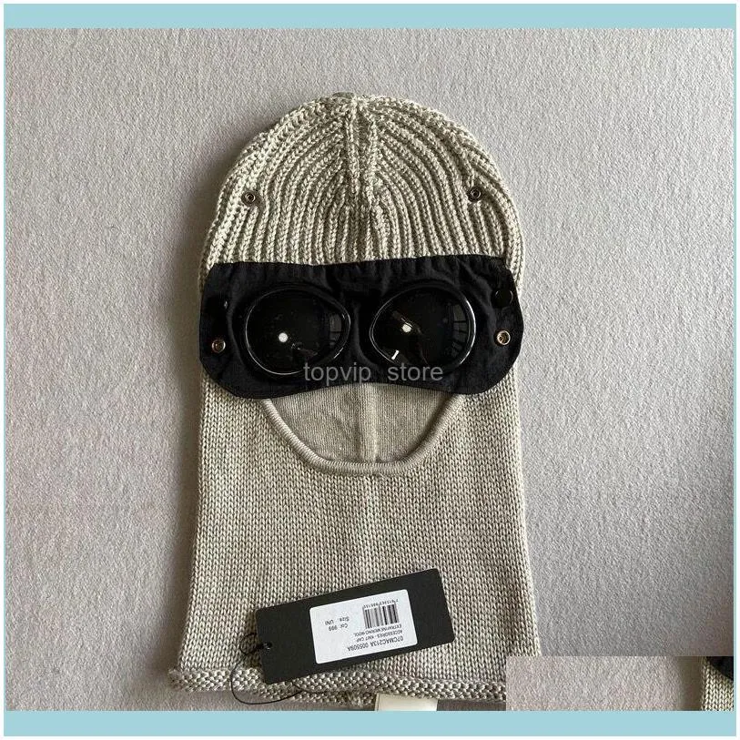 Two lens windbreak hood beanies outdoor cotton knitted men mask casual male skull caps hats black grey