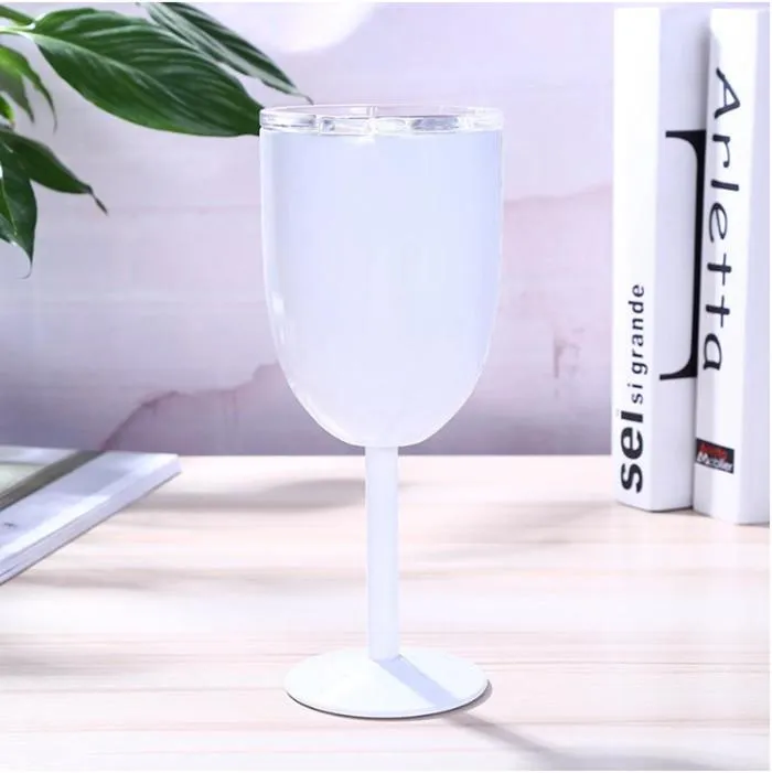 Coloured champagne glass 10oz Wine Tumbler Stainless Steel Goblet Double Walled Vacuum Insulated Unbreakable Cup Drinkware YHM74-ZWL