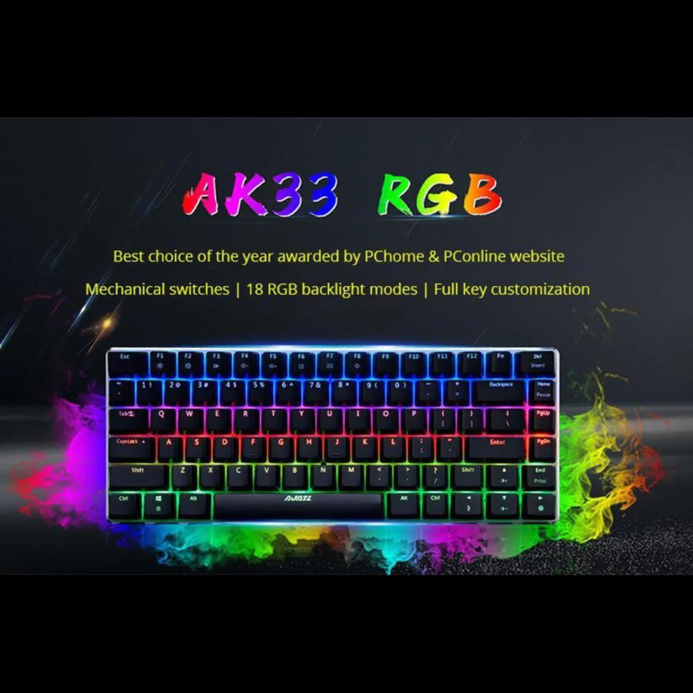 Ajazz AK33 RGB Backlight Russian Version Mechanical Keyboard Black