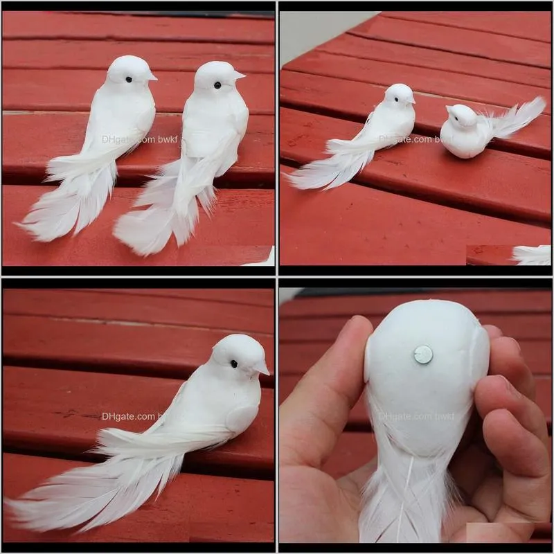 10pcs 12*5*5cm decorative doves artificial foam feather mini white birds with magnet craft birds home decor wedding decorations