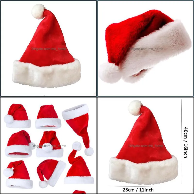 Red Santa Claus Hat Thicken Ultra Soft Plush Christmas Cosplay Hat Christmas Decoration Adults Christmas Party Hats Xmas Hats DBC