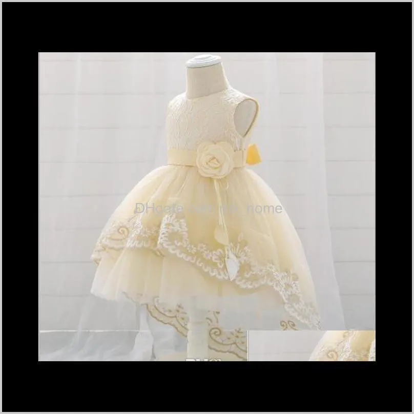 new best selling wedding dress for infants and children girl`s tail one year old baby baptism children`s dress skirt