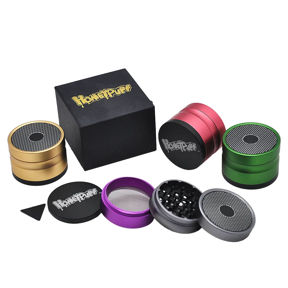 Grå färg konkav reflekterande 63mm Rökning Grinders Dry Herb Tobacco Grinder Spice Crusher Muller Hookah Shisha Tillbehörsverktyg