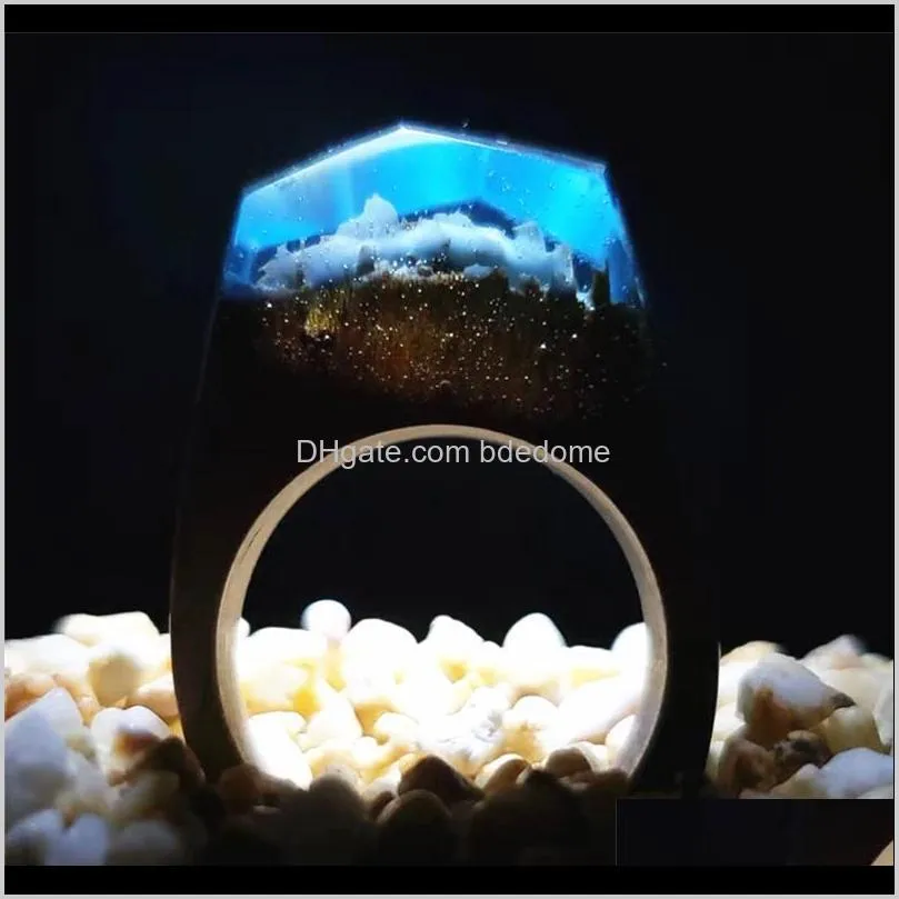 secret forest scenery resin ring wood ring crystal band ring hand made fashion jewelry for women and men 24 styles couple rings 