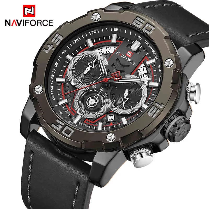 Naviforce Mens Zegarki Top Marka Luksusowy Wodoodporny Kwarcowy Wrist Watch Mężczyźni Data Big Sport Watch Male Clock Relogio Masculino 210517