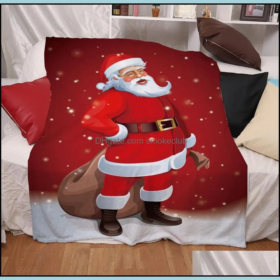 Christmas Blanket Digital Printing Winter Thickening Double Layers Throw blankets Multicolor Multi Pattern Home Textiles Accessories