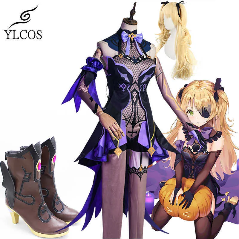 Game Genshin Impact Fischl Costume Cosplay Halloween Party Women Girls Sex Suit Full Set Y0903