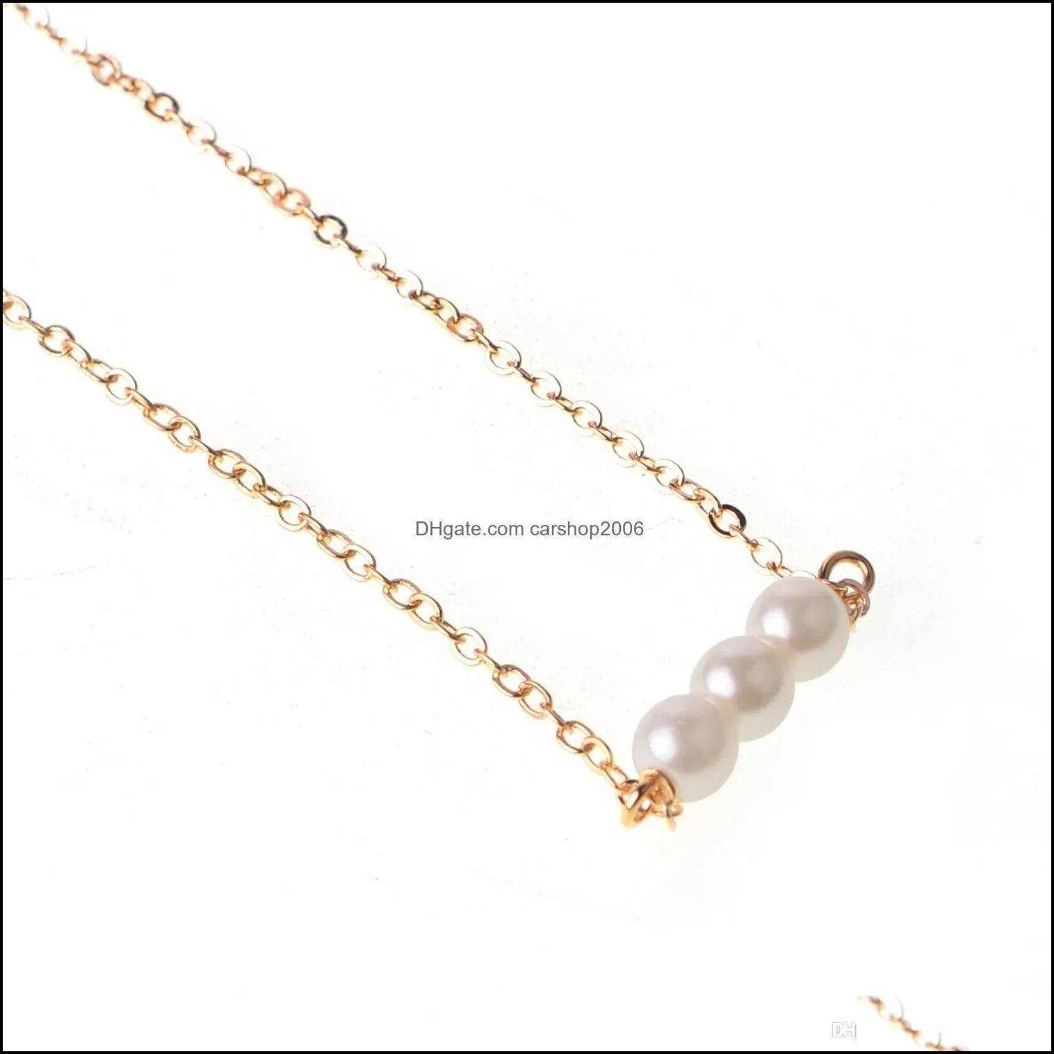 Women`s Multilayer Necklace Simple Long Rod Pendant Pearl Beaded Necklace