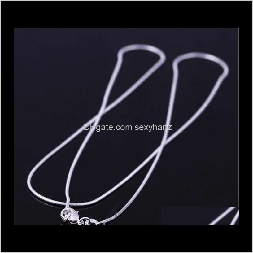 1mm 925 sterling silver plated snake chain necklace lobster clasps chain jewelry 16 18 20 22 24 inches promotions !