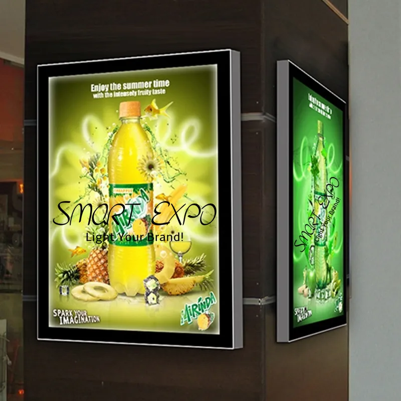 Reclamedisplay 60 * 120cm winkel Wandmontage Magnetische LED-lichtbak met 42 mm dikte aluminium frame