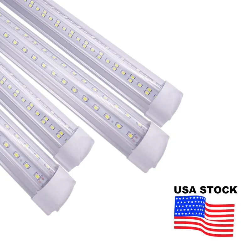 LED TUBE Light 8FT V Форма Integrate 4FT 5FT 6FT 8 футов T8 Dual SMD2835 Трубки прохладный Освещение Стрип бар Приспосабливание USALight