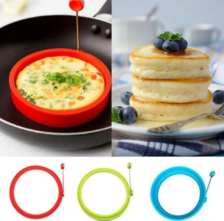 Round Heart Fry Egg Ring Pancake Tools Poach Mold Silicone Egg-Ring Molds Kitchen Cooking Tool Rings Pancakes Baking Accessory SN3036