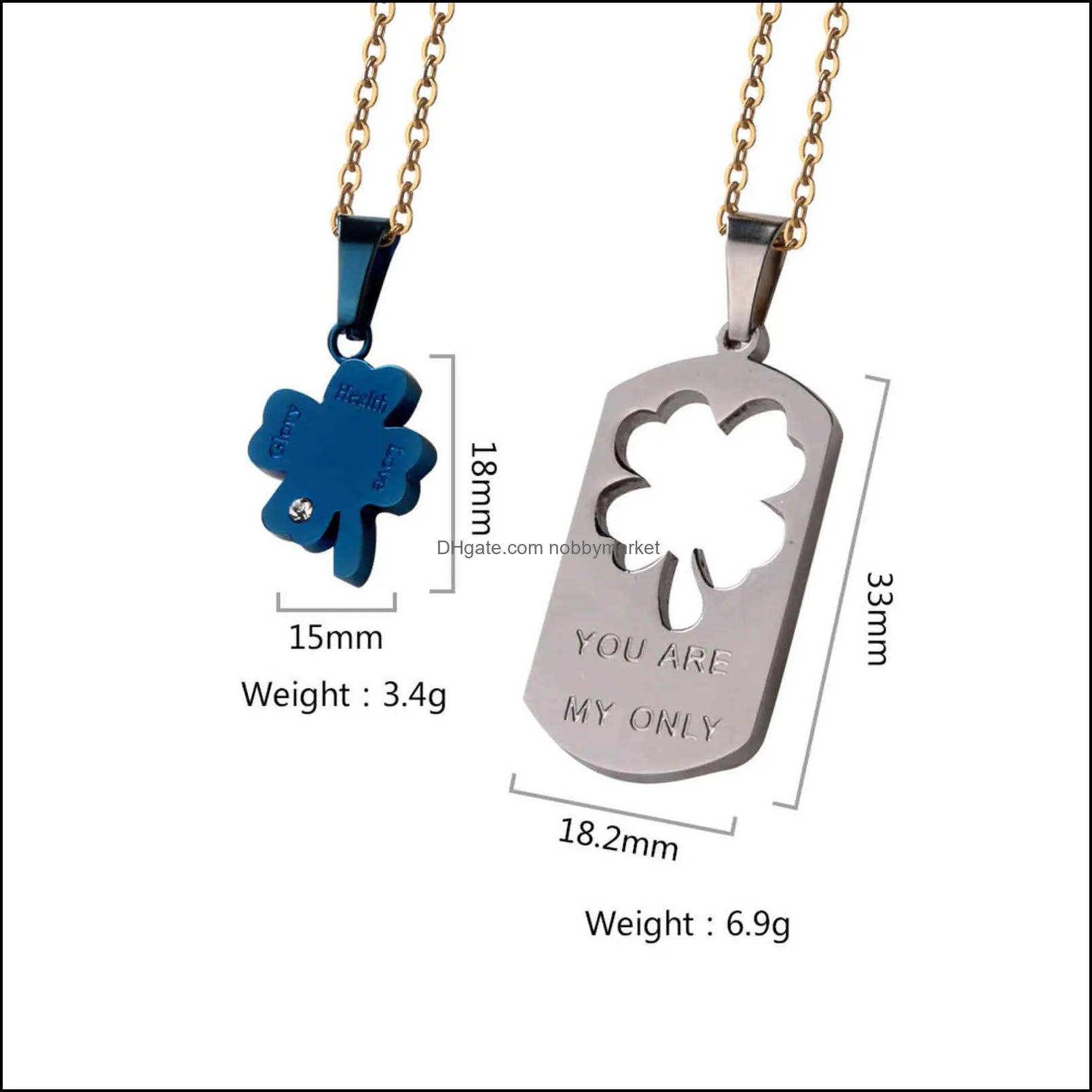 Titanium steel jewelry clover lovers pendant lucky grass Necklace men`s and women`s Pendant Korean