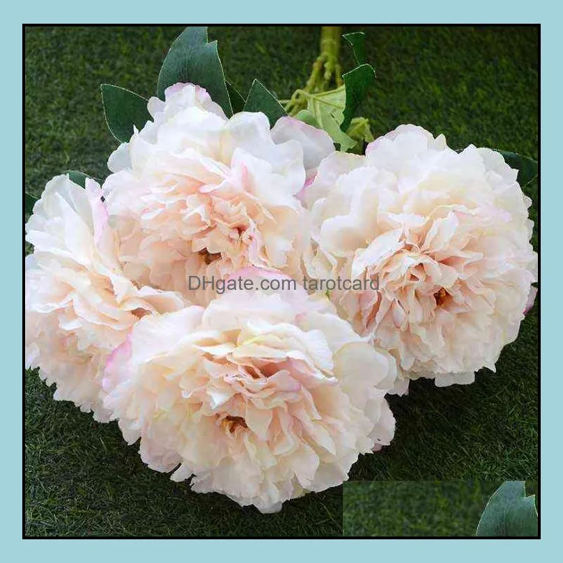 Big Five-Head Royal Peony Artificial Silk Flowers For Home Decorations Wedding Bouquet For Bride High Quality Fake Flower 220110