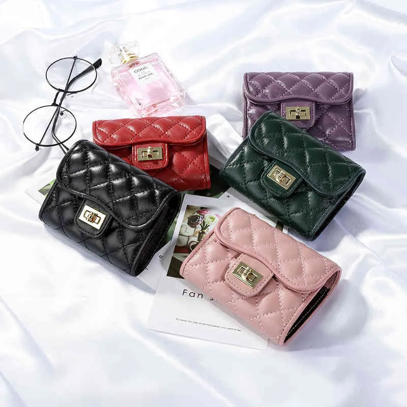 Sheepskin Wallet Real Pickup Bag Women's Short Ins Style Small Xiangfeng Lingge Zero Xiangjia263s