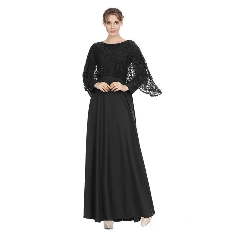 Muslim Lady Large Size Clothing National Wind Robes Long Dress Summer Women Vintage O-Neck Sleeve Casual L0615 Dresses