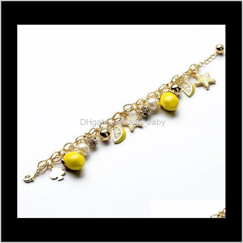 s1551 hot fashion jewelry lemon starfish bracelet fruit beads charms chain bracelet