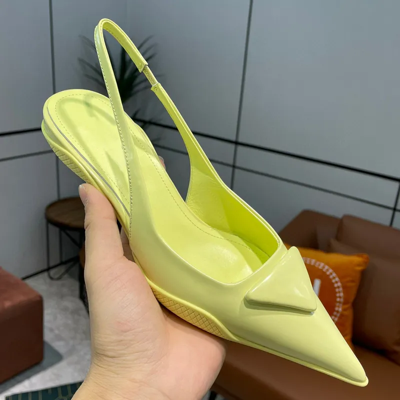 high quality women`s sandals designer shoes fashion pointy paint real leather back trip strap snake bottom middle heel