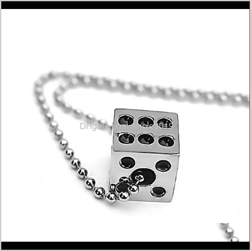 dice pendant stainless steel necklace personality male jewelry men titanium jewelry