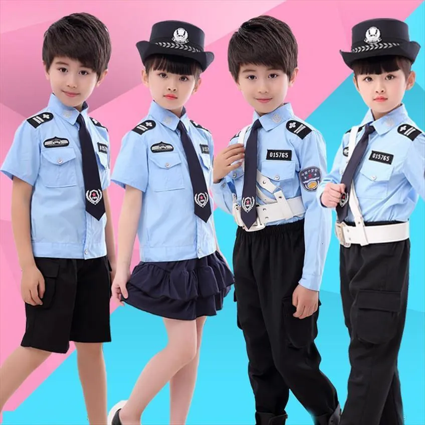 Costume d'enfant en uniforme de police de police Costume de cosplay pour  enfants Casquette de vêtements Accessoires Costume de jour pour enfants