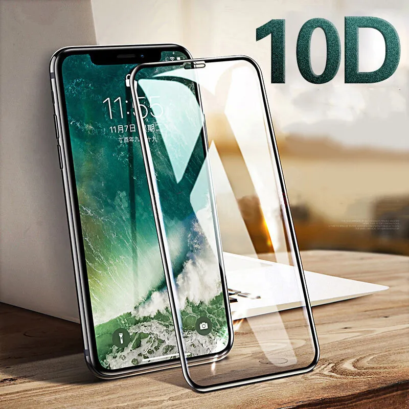 Pellicola protettiva in vetro protettiva da 50pcs copertura completa per iPhone 6 7 8 Plus XR X XS MAX 11 12 PRO MINI GLASS