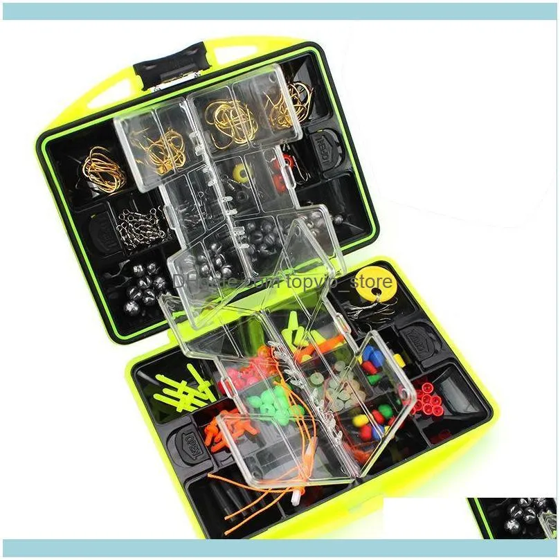 184pcs Fishing Tackle Boxes Kit 24 Kinds Hooks Multifunctional Portable Soft Lures Swivel Jig Lead Accessories