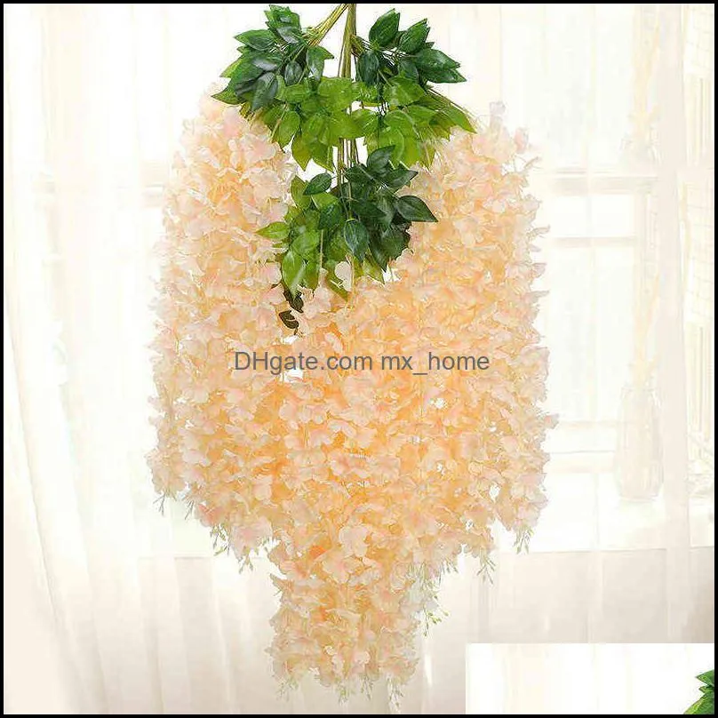 Decorative Flowers 12Pcs Kunstmatige Wisteria Bloemen Nep Wijnstok Ratta Opknoping Garland Zijden String Thuis Party Bruiloft Decoratie