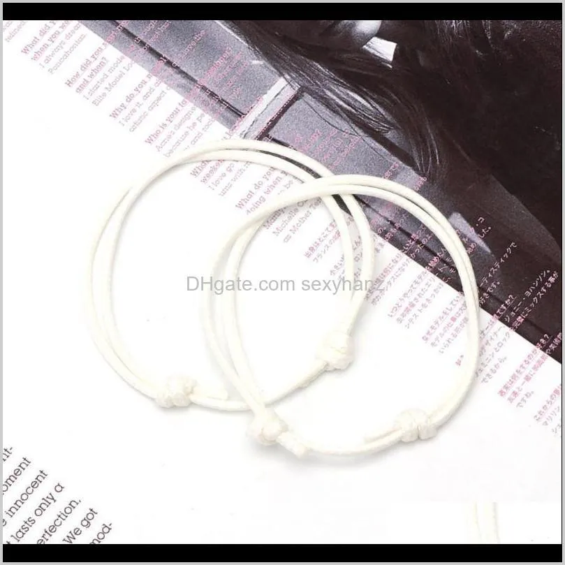 2pcs handmade braided basic string charm beading wristband leather couple bracelets adjustable size for him her