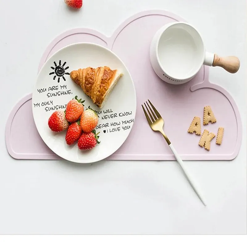 Sublimação Silicone Nuvem Forma Placemat Crianças Placa Esteira Alimento Grau de Silicone Table Almofada Impermeável Isolamento Calor Cozinha Gadget Fácil Limpeza