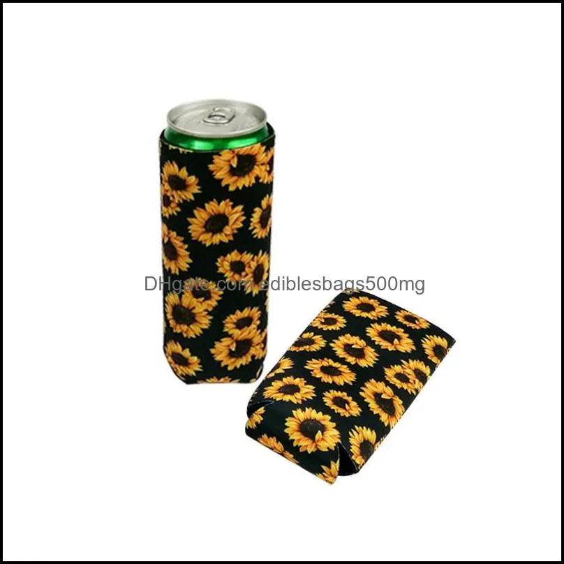 Slim Can Beer Insulators Premium Neoprene Beverage Cooler Collapsible Cola Soda Bottle Koozies Cactus Leopard Can Sleeve Assorted