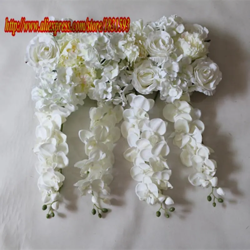 Rose de pivoine artificielle en soie blanche et arc d'hortensia, pavillon à quatre coins avec rangée de fleurs, décoration de mariage, 10 pièces/lot TONGFENG décoratif Fl