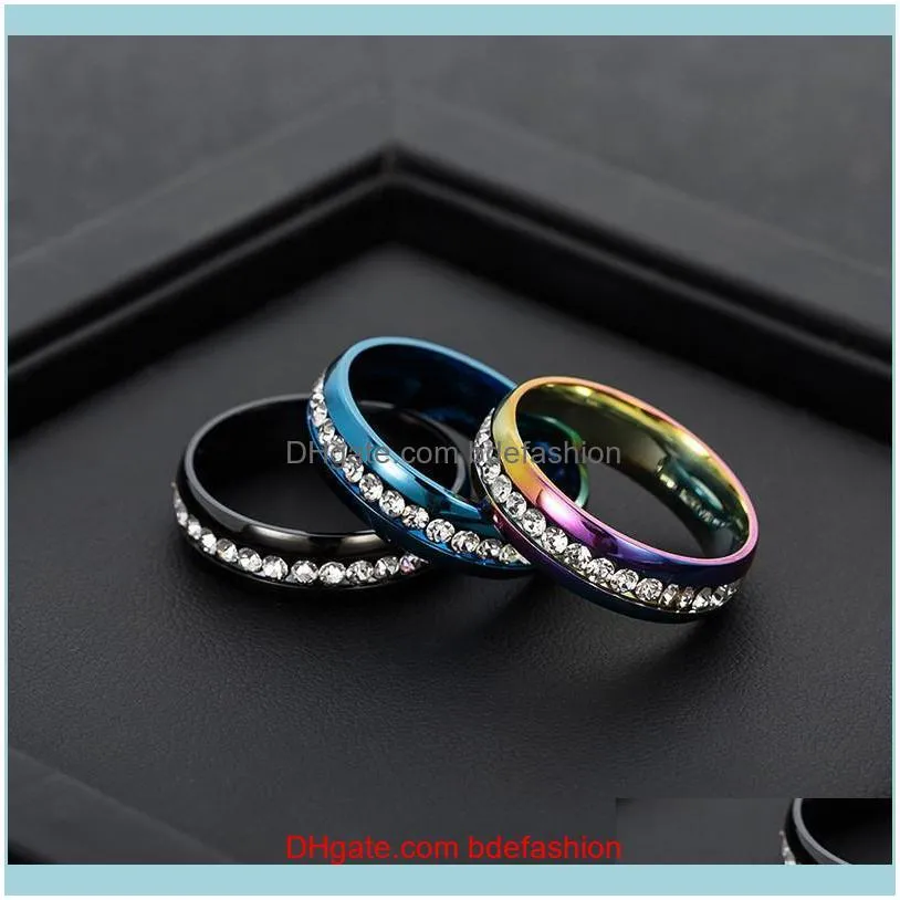 316L Stainless Steel Crystal Wedding Rings Row diamond Gold Ring Finger Couple Ring hip hop jewelry women rings