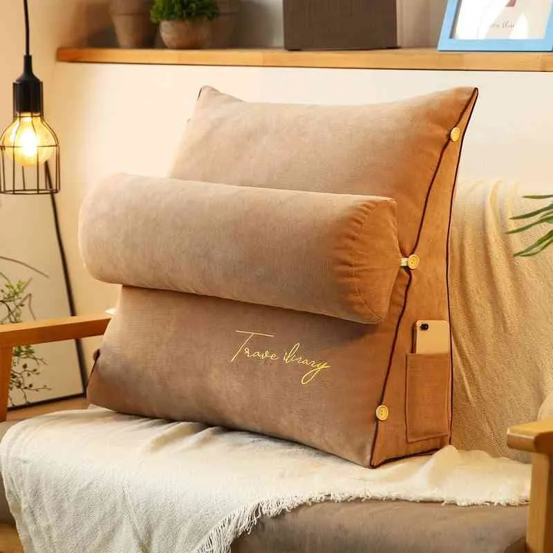 1pc Sofa Cushion Back Pillow Wedge Pillow Triangle Reading Pillow