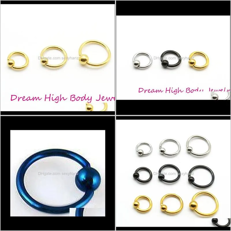 bcr gold blue rainbow ball closure captive ring lip nose ear tragus septum ring 6mm 8mm 10mm 16g rose gold body jewelry